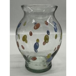 VINTAGE ART DECO HAND MADE & HAND-PAINTED CLEAR GLASS VASE GRAND SALES